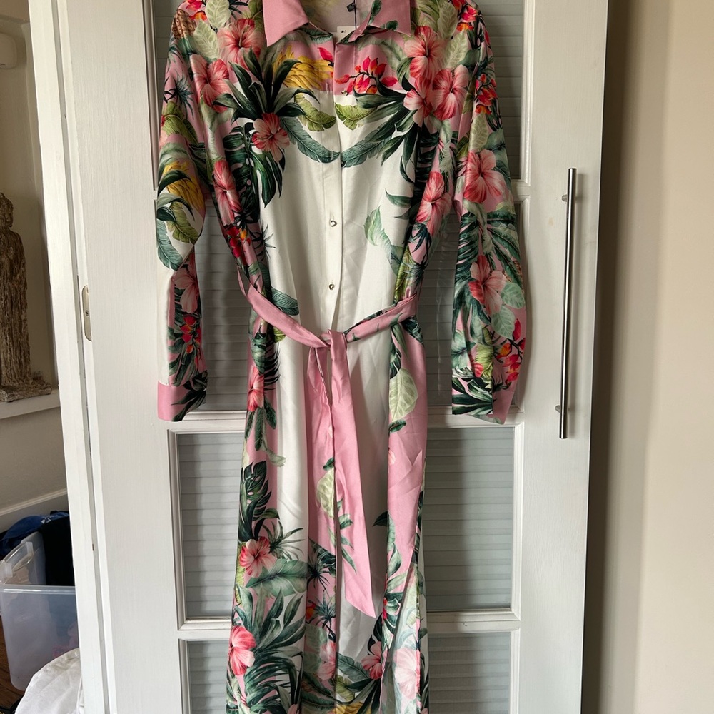 Floral Long Sleeve Button-Up Dress